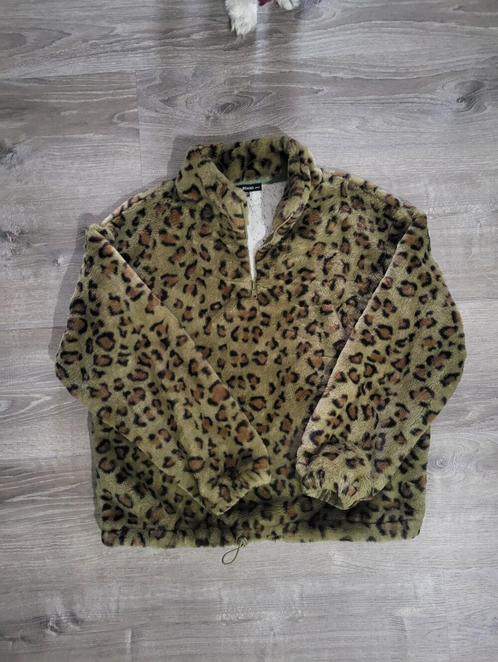 olive army green and brown black leopard cheetah print half zip pullover sweater